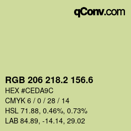カラーコード: RGB 206 218.2 156.6 | qconv.com