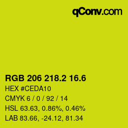カラーコード: RGB 206 218.2 16.6 | qconv.com