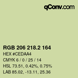 カラーコード: RGB 206 218.2 164 | qconv.com