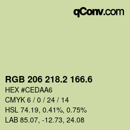 カラーコード: RGB 206 218.2 166.6 | qconv.com