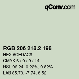 カラーコード: RGB 206 218.2 198 | qconv.com