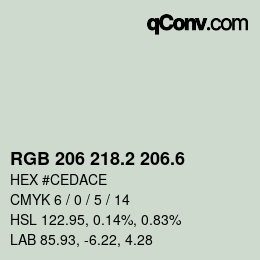 カラーコード: RGB 206 218.2 206.6 | qconv.com