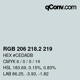 カラーコード: RGB 206 218.2 219 | qconv.com