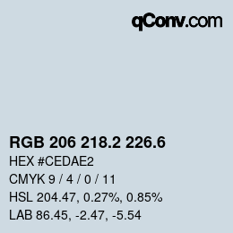 カラーコード: RGB 206 218.2 226.6 | qconv.com