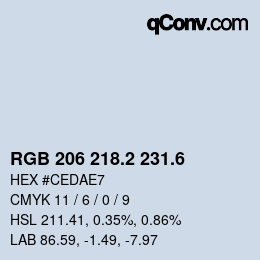 カラーコード: RGB 206 218.2 231.6 | qconv.com