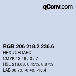 カラーコード: RGB 206 218.2 236.6 | qconv.com
