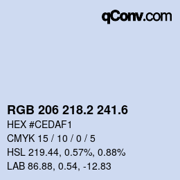 カラーコード: RGB 206 218.2 241.6 | qconv.com