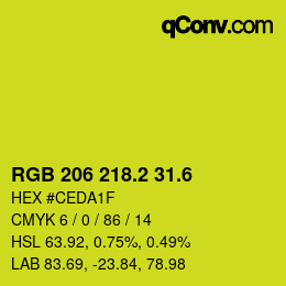 カラーコード: RGB 206 218.2 31.6 | qconv.com