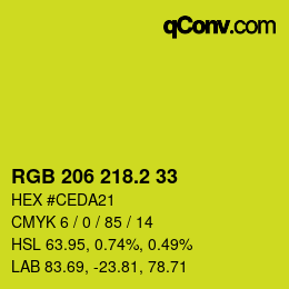 カラーコード: RGB 206 218.2 33 | qconv.com