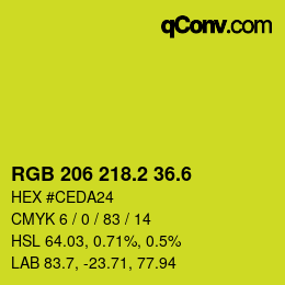 カラーコード: RGB 206 218.2 36.6 | qconv.com