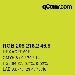 カラーコード: RGB 206 218.2 46.6 | qconv.com