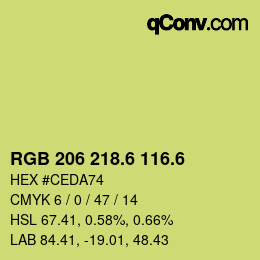 カラーコード: RGB 206 218.6 116.6 | qconv.com