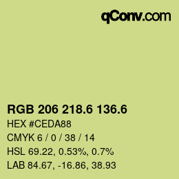 カラーコード: RGB 206 218.6 136.6 | qconv.com