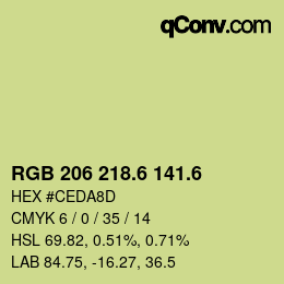 カラーコード: RGB 206 218.6 141.6 | qconv.com