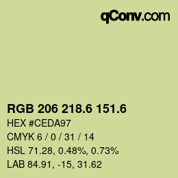 カラーコード: RGB 206 218.6 151.6 | qconv.com