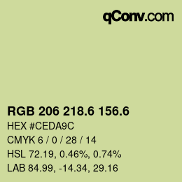 カラーコード: RGB 206 218.6 156.6 | qconv.com
