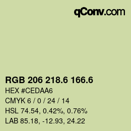 カラーコード: RGB 206 218.6 166.6 | qconv.com