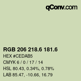 カラーコード: RGB 206 218.6 181.6 | qconv.com