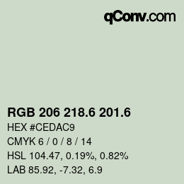 カラーコード: RGB 206 218.6 201.6 | qconv.com