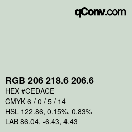 カラーコード: RGB 206 218.6 206.6 | qconv.com