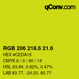 カラーコード: RGB 206 218.6 21.6 | qconv.com