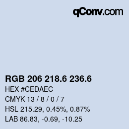 カラーコード: RGB 206 218.6 236.6 | qconv.com