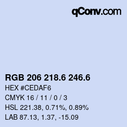 カラーコード: RGB 206 218.6 246.6 | qconv.com