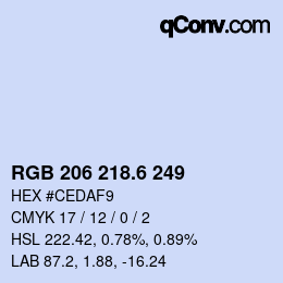 カラーコード: RGB 206 218.6 249 | qconv.com