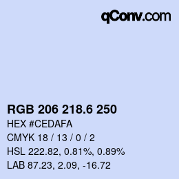 カラーコード: RGB 206 218.6 250 | qconv.com