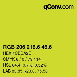 カラーコード: RGB 206 218.6 46.6 | qconv.com