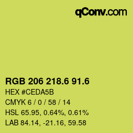 カラーコード: RGB 206 218.6 91.6 | qconv.com