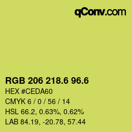 カラーコード: RGB 206 218.6 96.6 | qconv.com