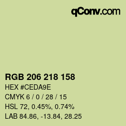 カラーコード: RGB 206 218 158 | qconv.com