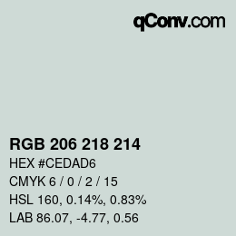 Color code: RGB 206 218 214 | qconv.com