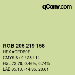 Color code: RGB 206 219 158 | qconv.com