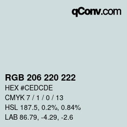 Farbcode: RGB 206 220 222 | qconv.com