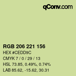 カラーコード: RGB 206 221 156 | qconv.com