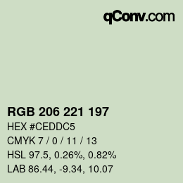 Color code: RGB 206 221 197 | qconv.com