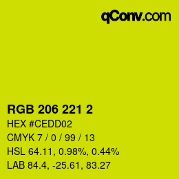 カラーコード: RGB 206 221 2 | qconv.com