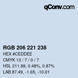 Código de color: RGB 206 221 238 | qconv.com