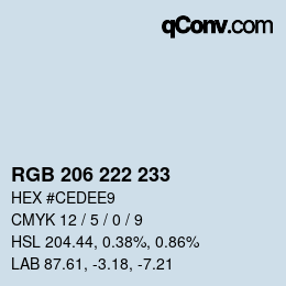 カラーコード: RGB 206 222 233 | qconv.com