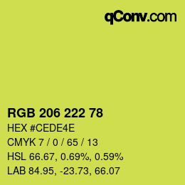 カラーコード: RGB 206 222 78 | qconv.com