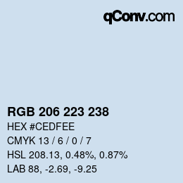 颜色代码: RGB 206 223 238 | qconv.com
