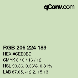 Color code: RGB 206 224 189 | qconv.com