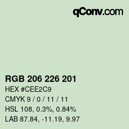 Color code: RGB 206 226 201 | qconv.com