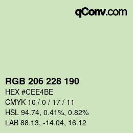 Color code: RGB 206 228 190 | qconv.com