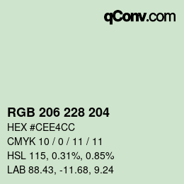 Color code: RGB 206 228 204 | qconv.com