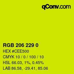 Color code: RGB 206 229 0 | qconv.com