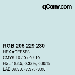 カラーコード: RGB 206 229 230 | qconv.com