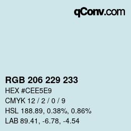 カラーコード: RGB 206 229 233 | qconv.com